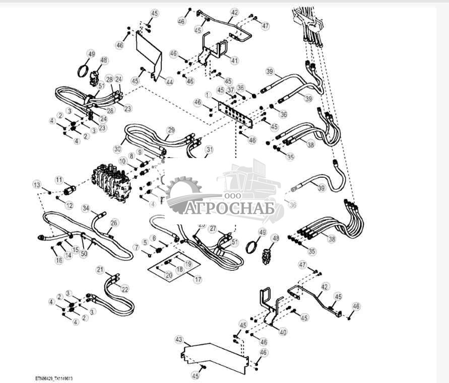 Гидравлическая система телескопической рукояти и вспомогательного оборудования, нижняя секция (244920 